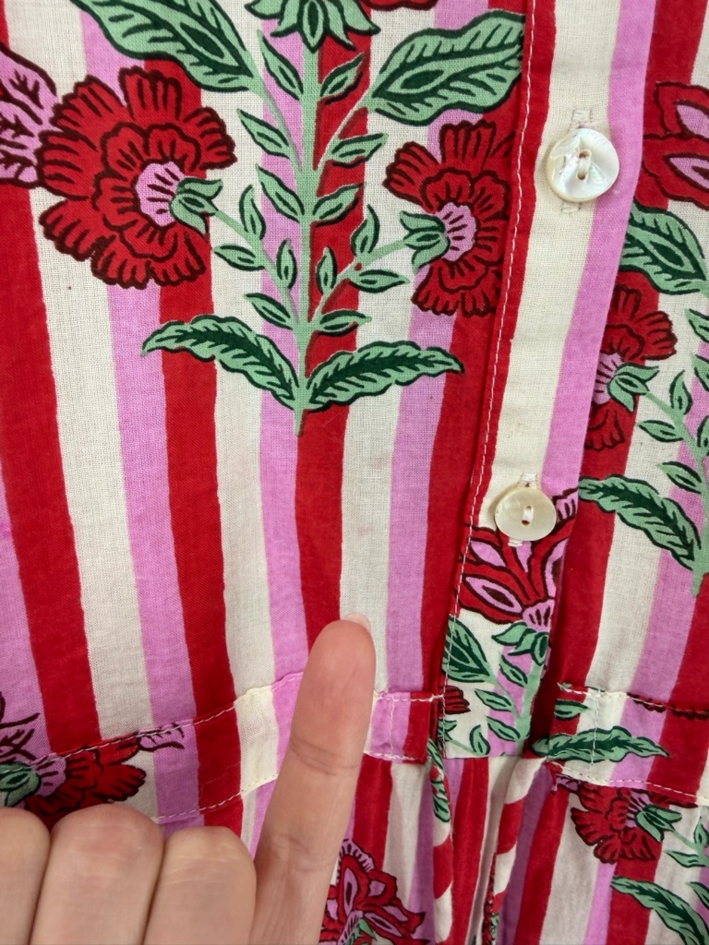 Printfresh Maison Dress Carnation Stripes Scarlet Petal L Feminine Hearts Midi - Picture 3 of 10